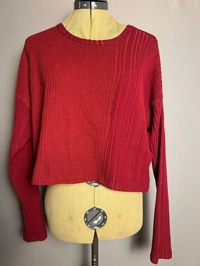 wild fable Red Ribbed Cropped Sweater